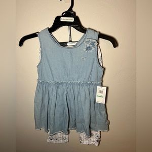 NWT - CALVIN KLEIN GIRLS MATCHING FLORAL AND DENIM SET